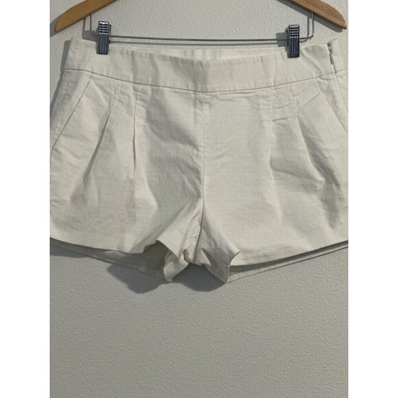 J crew Women’s White Flat Front Pleated Shorts Side Zip Lined With Pockets Sz 10 - Picture 6 of 11